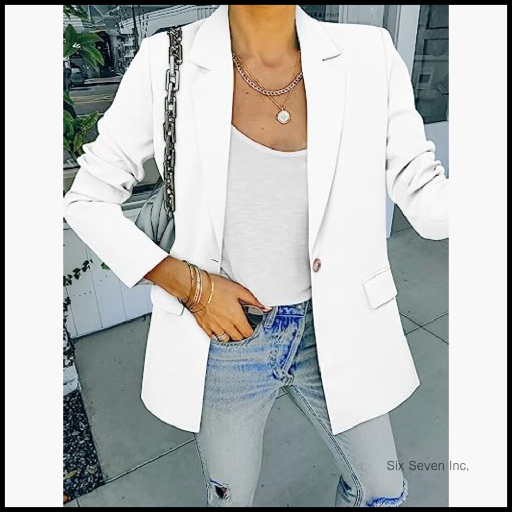 Polyester Lined Blazer with Notch Lapel and Pockets - Picture 4 of 7